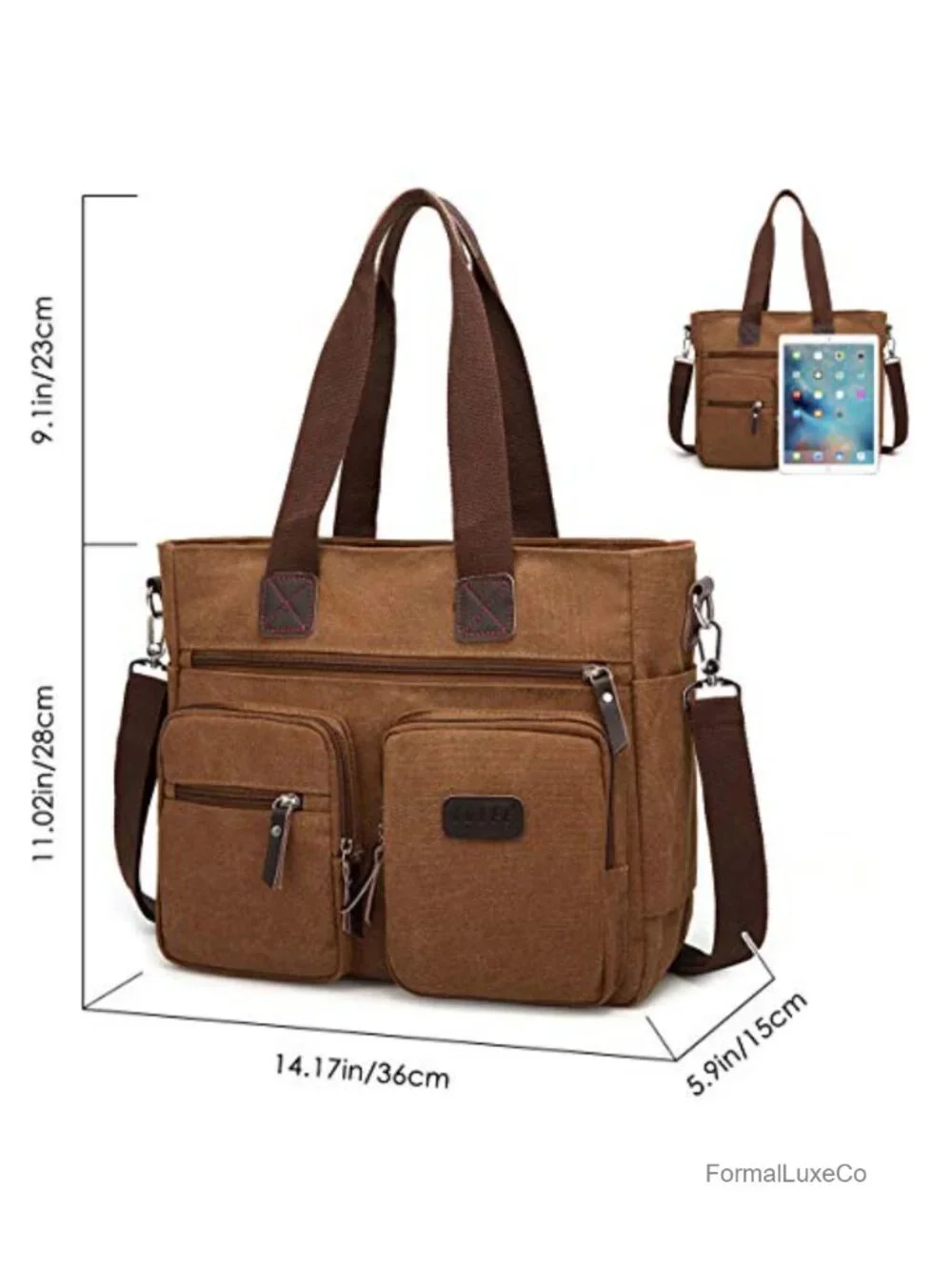 Canvas Satchel Handbag Women Work Tote Crossbody Purse Shoulder Bag Zipper Top